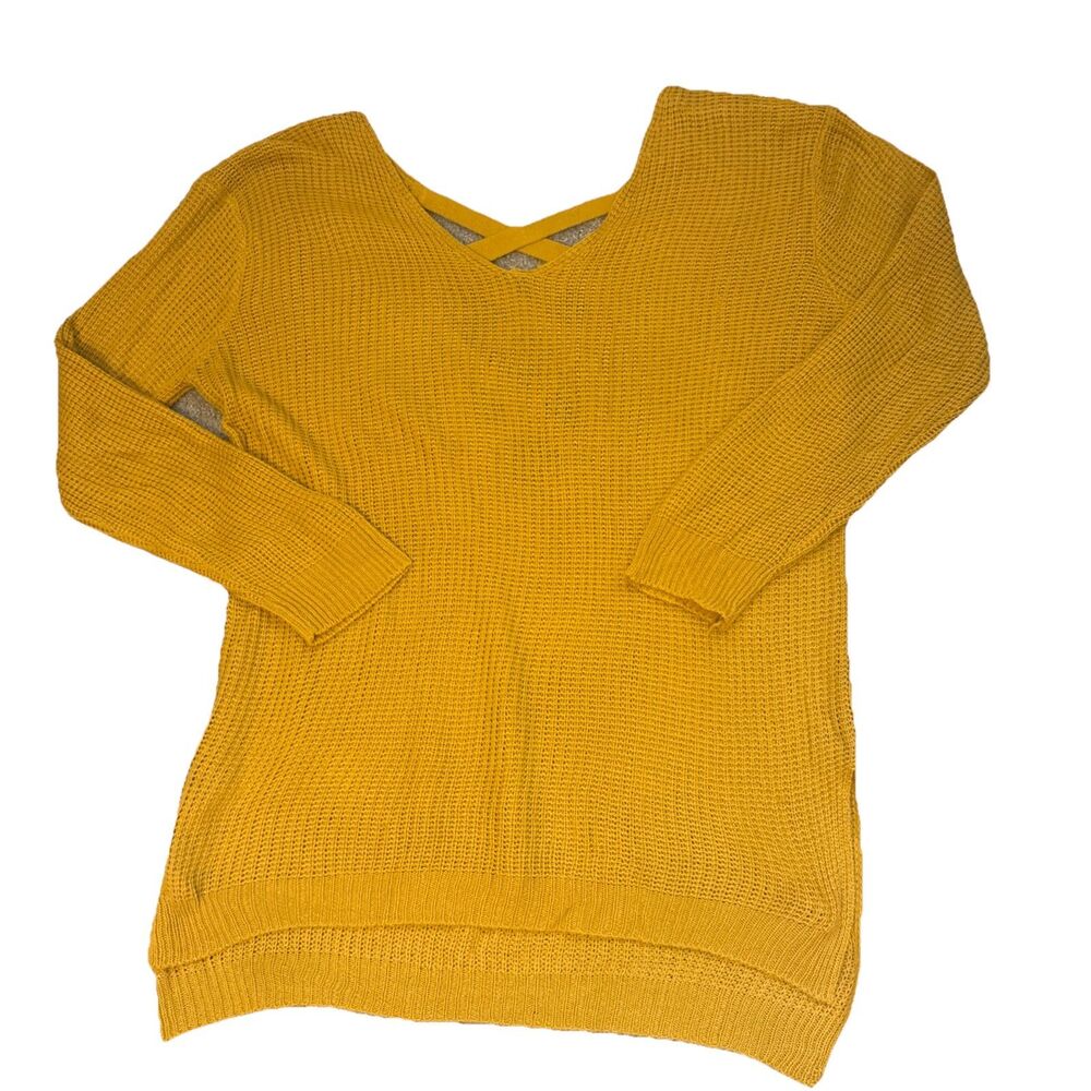 Caren Sport Women’s Mustard Lightweight Sweater SZ 2X With Cutout CrossBack VTG